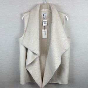 JOHN + JENN Matilda Ivory Faux-Fur Open Front Vest